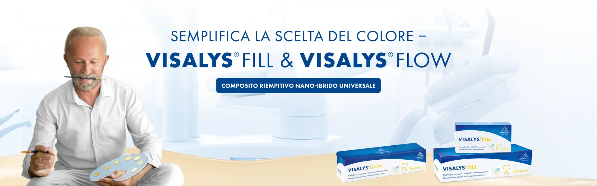 Semplifica la scelta del colore: VISALYS FILL & VISALYS FLOW, composito riempitivo nano-ibrido universale